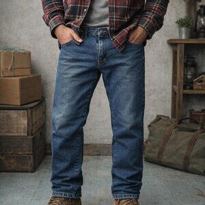 Vintage  Denim Jeans –  Blue Straight Leg Workwear. Urban Western,